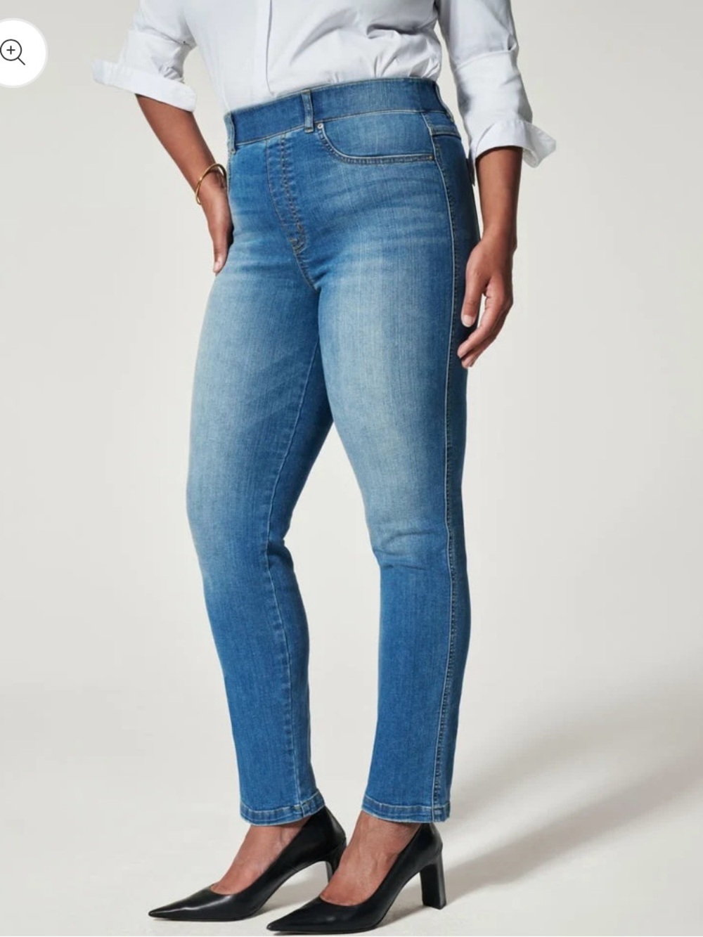 SPANX Pull On Elastic Waistband Straight Leg Denim Jeans XL